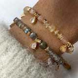 Labradorite Citrine Strawberry Quartz Hybrid Bracelet Pendant Bangle