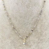 Labradorite Moonstone Necklace Faceted Gemstones 14K Filled Charms Pendant