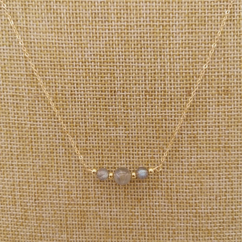 Labradorite Moonstone Necklace 14K Filled Choker Charms Pendant