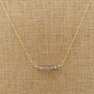 Labradorite Moonstone Necklace 14K Filled Choker Charms Pendant