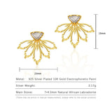 Labradorite Stud Earrings 925 Silver Maple Leaf Earrings Women