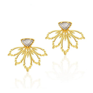 Labradorite Stud Earrings 925 Silver Maple Leaf Earrings Women