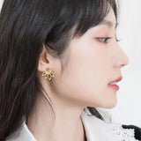 Labradorite Stud Earrings 925 Silver Maple Leaf Earrings Women