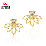 Labradorite Stud Earrings 925 Silver Maple Leaf Earrings Women