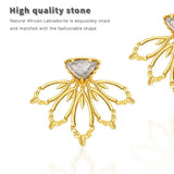 Labradorite Stud Earrings 925 Silver Maple Leaf Earrings Women