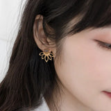 Labradorite Stud Earrings 925 Silver Maple Leaf Earrings Women