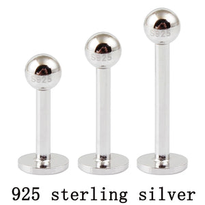 925 Silver Lip Stud 16G 3mm Ball Lip Piercing Jewelry