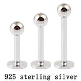 925 Silver Lip Stud 16G 3mm Ball Lip Piercing Jewelry