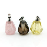 Lace Agate Rose Quartz Crystal Perfume Bottle Pendant for Necklace Making