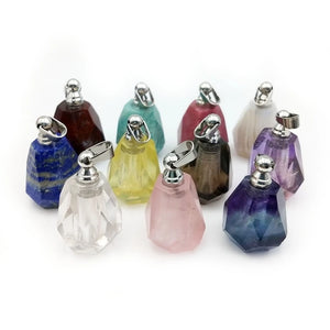 Lace Agate Rose Quartz Crystal Perfume Bottle Pendant for Necklace Making