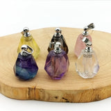 Lace Agate Rose Quartz Crystal Perfume Bottle Pendant for Necklace Making
