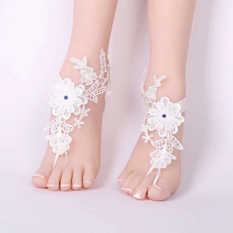 Beaded Lace Barefoot Sandals Beach Wedding Anklet Sexy Jewelry