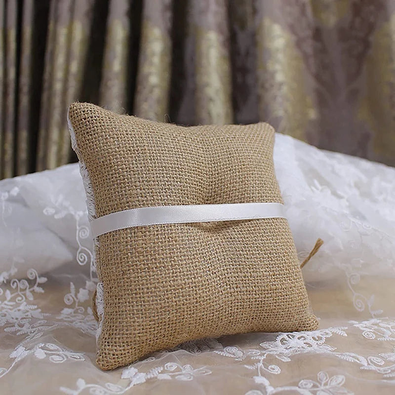 Vintage Lace Bow Ring Pillow for Wedding Engagement