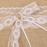 Lace Bowknot Burlap Hessian Ring Bearer Pillow Cushion