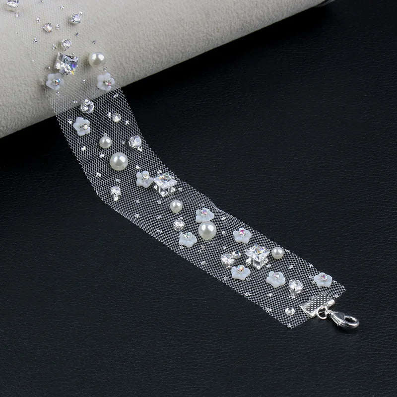Bridal Pearls Lace Choker Necklace Wedding