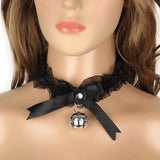 Pink Lace Choker with Bell Kitten Sweet Gothic Detachable Cosplay Party Jewelry