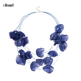 Bohemian Pink Yarn Flower Necklace for Women Elegance Wedding Jewelry