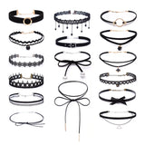 Lace Gothic Choker Women Velvet Rose Beads Necklace