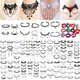 Lace Gothic Choker Women Velvet Rose Beads Necklace