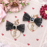 Sweet Bow Bear Clip Earrings Pink Japanese Style Girls Lace Love Pendant