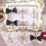 Sweet Bow Bear Clip Earrings Pink Japanese Style Girls Lace Love Pendant