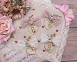 Sweet Bow Bear Clip Earrings Pink Japanese Style Girls Lace Love Pendant