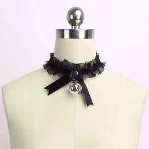 Lace Necklace Bow Knot Bell Choker Necklace Gothic Sexy Lovely Pendant