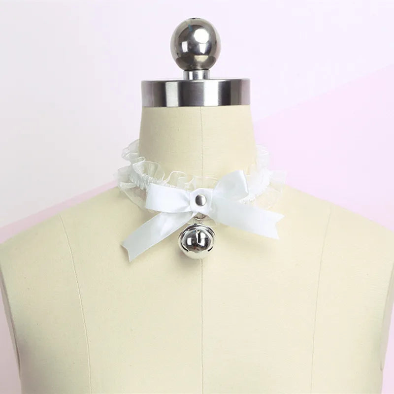 Lace Necklace Bow Knot Bell Choker Necklace Gothic Sexy Lovely Pendant