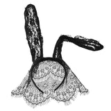 Lace Rabbit Bunny Ears Veil Eye Mask Halloween Party Headwear