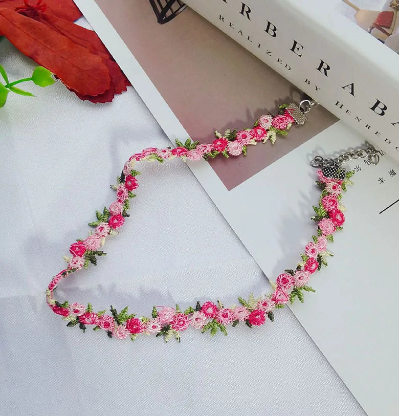 Vintage Lace Floral Neckband Embroidered Collar