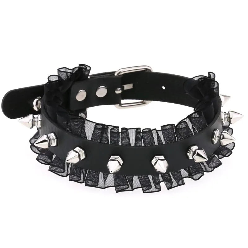 Lace spiked rivet Neck chain Neck strap Sexy lace soft neckline