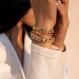 Bling Cuban Chain Bracelet Set for Women