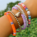 Bohemia Clay Beads Bracelet Pearl CCB Beaded Bangles Set