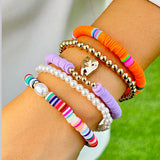 Bohemia Clay Beads Bracelet Pearl CCB Beaded Bangles Set