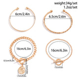 Bohemian Cuff Bracelet Set with Disc Charm