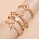 Bohemian Cuff Bracelet Set with Disc Charm