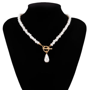 Bohemian Teardrop Pearl Pendant Necklace Women Hip Hop Choker Jewelry