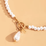 Bohemian Teardrop Pearl Pendant Necklace Women Hip Hop Choker Jewelry