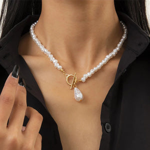 Bohemian Teardrop Pearl Pendant Necklace Women Hip Hop Choker Jewelry