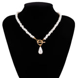 Bohemian Teardrop Pearl Pendant Necklace Women Hip Hop Choker Jewelry