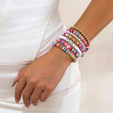 Colorful Polymer Clay Beaded Bracelet Women Acrylic Letter Star CCB Beads