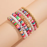Colorful Polymer Clay Beaded Bracelet Women Acrylic Letter Star CCB Beads