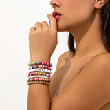 Colorful Polymer Clay Beaded Bracelet Women Acrylic Letter Star CCB Beads