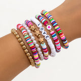 Colorful Polymer Clay Beaded Bracelet Women Acrylic Letter Star CCB Beads