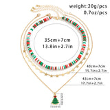 Snowflake Bell Pendant Necklace Colorful Beads Choker Christmas Jewelry