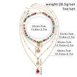 Snowflake Bell Pendant Necklace Colorful Beads Choker Christmas Jewelry