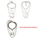 Gothic Lock Key Angel Pendant Necklace Punk Choker Jewelry for Men and Women