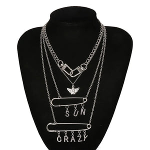 Gothic Lock Key Angel Pendant Necklace Punk Choker Jewelry for Men and Women