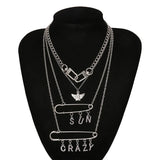 Gothic Lock Key Angel Pendant Necklace Punk Choker Jewelry for Men and Women