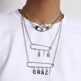 Gothic Lock Key Angel Pendant Necklace Punk Choker Jewelry for Men and Women
